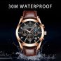 820 RG BK L_Casual Watches for Men Luxury Military Leather Sport Wrist Watch Man Clock Wristwatch S