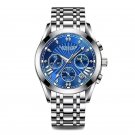 Blue Silver_LANGLISHI 2021  Sport Chronograph Mens Watches Waterproof Luminous  Luxury Business Quar