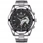 Black Silver_LANGLISHI Casual Sport Watches for Men  Luxury Military Stainless Steel Wrist Watch Man