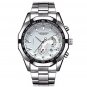 White Silver_LANGLISHI Casual Sport Watches for Men  Luxury Military Stainless Steel Wrist Watch Man