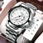 White Silver_LANGLISHI Casual Sport Watches for Men Luxury Military Stainless Steel Wrist Watch Man