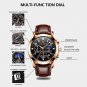 Rose Gold_Men Watch Chronograph Leather Quartz Watches Sport Six Needle Luxury Men's Wristwatch Wate