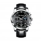 8058 L BK SL_2021 Men Watches Leather Quartz Watches  Luxury Blue Wristwatch Waterproof Luminous Spo