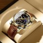 8058 L BU SL_2021 Men Watches Leather Quartz Watches  Luxury Blue Wristwatch Waterproof Luminous Spo