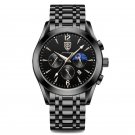 829 BK BK S_Men Watch Sport Decoration Function Steel Band Waterproof Luminous Date Sport Watches Lu