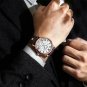 Rose Gold White_Men Watch Chronograph Leather Quartz Watches Waterproof Luminous Sport Sport Men's W