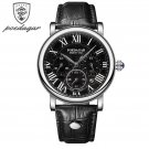 Silver Black_Men Watch Chronograph Leather Quartz Watches Waterproof Luminous Sport Sport Men's Wris