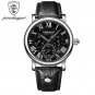 Silver Black_Men Watch Chronograph Leather Quartz Watches Waterproof Luminous Sport Sport Men's Wris