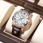 Silver White_Men Watch Chronograph Leather Quartz Watches Waterproof Luminous Sport Sport Men's Wris