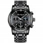 8058-All Black_2021   Mens Watches Blue Luxury  Big Dial Military Quartz Watch Leather Sport Waterpr
