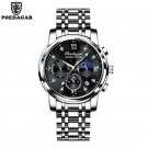 8098-Black Silver_2021   Mens Watches Blue Luxury  Big Dial Military Quartz Watch Leather Sport Wate
