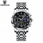 8098-Black Silver_2021   Mens Watches Blue Luxury  Big Dial Military Quartz Watch Leather Sport Wate