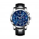 8098-Blue Leather_2021   Mens Watches Blue Luxury  Big Dial Military Quartz Watch Leather Sport Wate