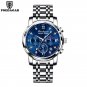 8098-Blue Silver_2021   Mens Watches Blue Luxury  Big Dial Military Quartz Watch Leather Sport Water