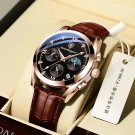Black Rose Gold_2021 Men's Sport Watches  Luxury Leather Casual Waterproof Luminous Quartz Clock Men