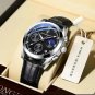 Black Silver_2021 Men's Sport Watches  Luxury Leather Casual Waterproof Luminous Quartz Clock Men Wr
