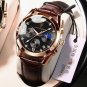 Black Silver_2021 Men's Sport Watches  Luxury Leather Casual Waterproof Luminous Quartz Clock Men Wr