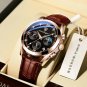 Blue Silver_2021 Men's Sport Watches  Luxury Leather Casual Waterproof Luminous Quartz Clock Men Wri
