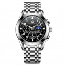 8166 BK BK S_2021  Carekiso Men Watch Stainless Steel Sports Chronograph Top Luxury Waterproof Lumin
