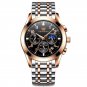 8166 RG BK S_2021  Carekiso Men Watch Stainless Steel Sports Chronograph Top Luxury Waterproof Lumin