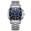 8166 SL BU S_2021  Carekiso Men Watch Stainless Steel Sports Chronograph Top Luxury Waterproof Lumin