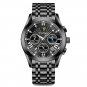 619 BK BK S_Chronograph Function Men Watch Waterproof Luminous Date Sport Watches Luxury Steel Band 