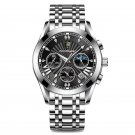 619 SL BK S_Chronograph Function Men Watch Waterproof Luminous Date Sport Watches Luxury Steel Band 