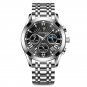 619 SL BK S_Chronograph Function Men Watch Waterproof Luminous Date Sport Watches Luxury Steel Band 