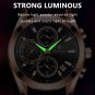 Rose Gold Blue_Men Watches Luxury Leather Wristwatch Sport Chronograph Waterproof Luminous Quartz M