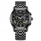822-All Black_2021 Men Watches  Luxury Waterproof Luminous Leather Quartz Wristwatch    Business Spo