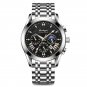 822-Black Silver_2021 Men Watches  Luxury Waterproof Luminous Leather Quartz Wristwatch    Business 