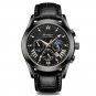 822-Leather All BK_2021 Men Watches  Luxury Waterproof Luminous Leather Quartz Wristwatch    Busines