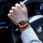 1-L RG Black_2021 Mens Watches Leather/Stainless Steel Waterproof Luminous Sport Chronograph Quart
