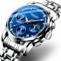 1-L RG Black_2021 Mens Watches Leather/Stainless Steel Waterproof Luminous Sport Chronograph Quart