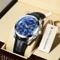 3-L SV Blue_2021  Mens Watches  Leather/Stainless Steel Waterproof Luminous Sport Chronograph Quartz