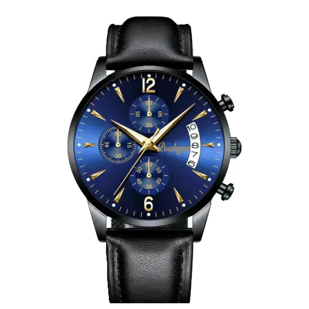 Blue Leather_2021  Men's Watches Waterproof Luminous Quartz Wristwatch  Luxury Clock Casual