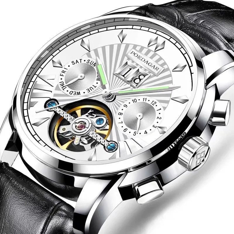 Blue_Men Watch  Luxury Automatic Mechanical Watches Waterproof Luminous Business Stainless Stain Men