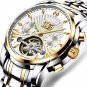 Gold White_Men Watch  Luxury Automatic Mechanical Watches Waterproof Luminous Business Stainless Sta