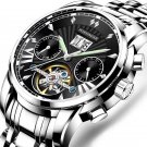 Silver Black_Men Watch  Luxury Automatic Mechanical Watches Waterproof Luminous Business Stainless S