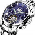 Silver Blue_Men Watch  Luxury Automatic Mechanical Watches Waterproof Luminous Business Stainless St