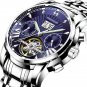 Silver Blue_Men Watch  Luxury Automatic Mechanical Watches Waterproof Luminous Business Stainless St