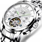 Silver White_Men Watch  Luxury Automatic Mechanical Watches Waterproof Luminous Business Stainless S