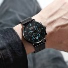 632 BK BL M_Men's Ultra Thin Watches Sport Chronograph Simple Casual Stainless Steel Mesh Belt Quart