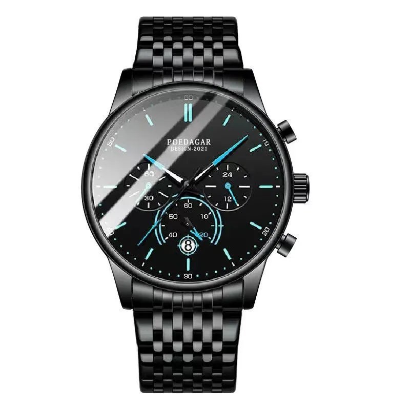 632 BK BL S_Men's Ultra Thin Watches Sport Chronograph Simple Casual Stainless Steel Mesh Belt Quart