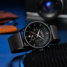 632 BK GD M_Men's Ultra Thin Watches Sport Chronograph Simple Casual Stainless Steel Mesh Belt Quart