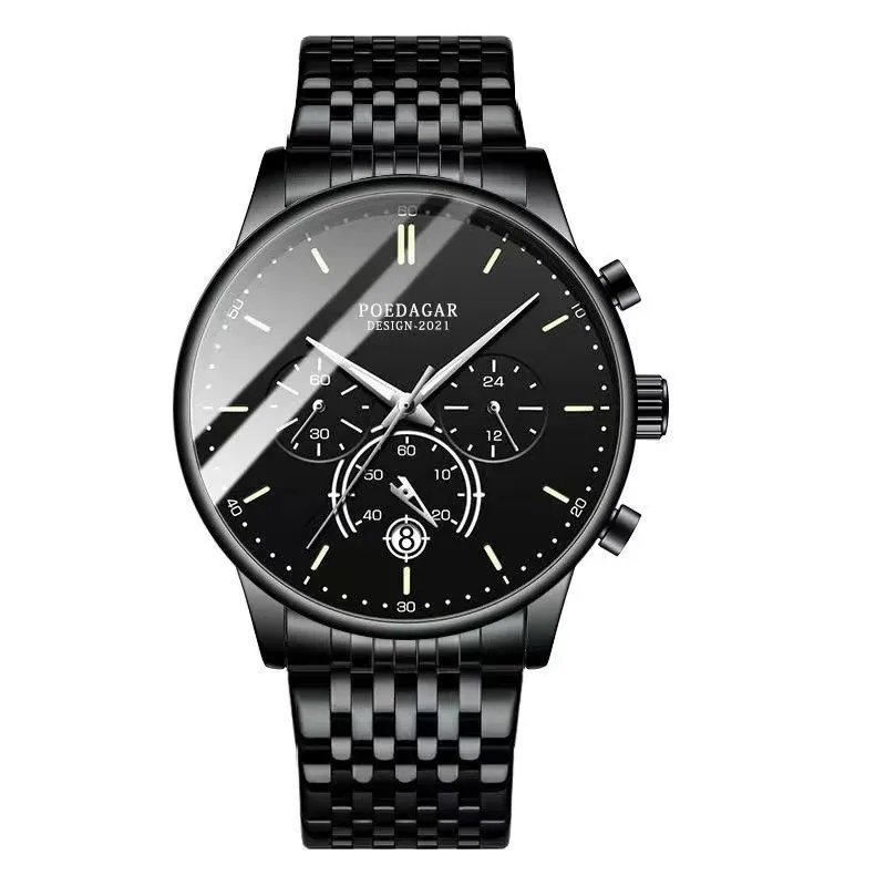 632 BK SL S_Men's Ultra Thin Watches Sport Chronograph Simple Casual Stainless Steel Mesh Belt Quart
