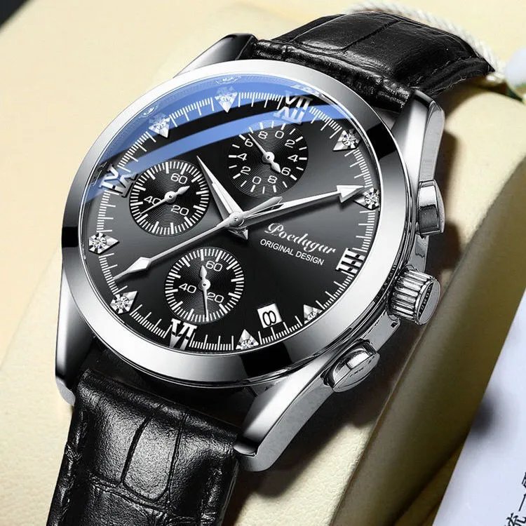 808 SL BK L_2021  Sport Chronograph Mens Watches  Luxury Military Leather Casual Quartz Wrist Watch 