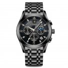 All Black_2021 Men's Watches Waterproof Luminous Leather Quartz Wristwatch  Luxury Clock Casual Spor