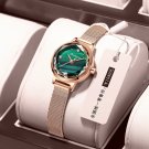 Jade Green_Japan Quartz Movement High Quality LANGLISHI Women Stainless Steel Mesh Rose Gold Waterpr
