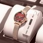 Jade Wine Red_Japan Quartz Movement High Quality LANGLISHI Women Stainless Steel Mesh Rose Gold Wate